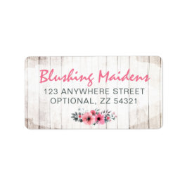 Rustic Wood Shabby Chic Pink Roses Anemone Floral Etiket