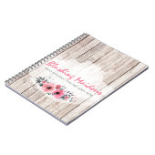 Rustic Wood Shabby Chic Pink Roses Anemone Floral Notitieboek (Linkerzijde)