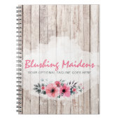 Rustic Wood Shabby Chic Pink Roses Anemone Floral Notitieboek (Voorkant)