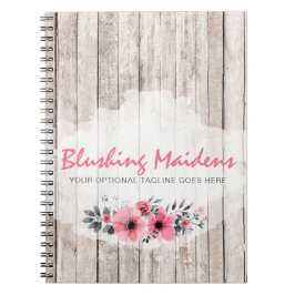 Rustic Wood Shabby Chic Pink Roses Anemone Floral Notitieboek