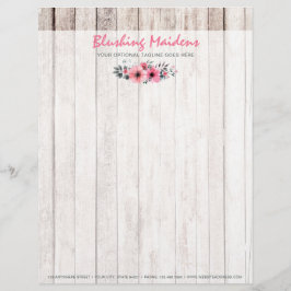 Rustic Wood Shabby Chic Pink Roses Anemone Floral Persoonlijk Briefhoofd