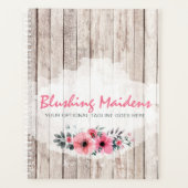 Rustic Wood Shabby Chic Pink Roses Anemone Floral Planner (Voorkant)