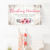 Rustic Wood Shabby Chic Pink Roses Anemone Floral Spandoek (Insitu)