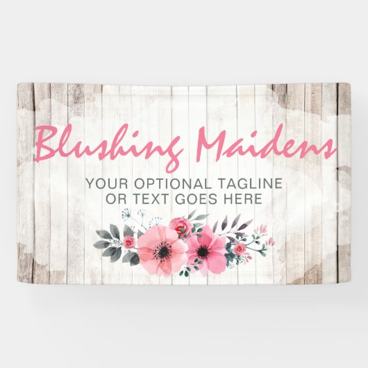 Rustic Wood Shabby Chic Pink Roses Anemone Floral Spandoek (Horizontaal)