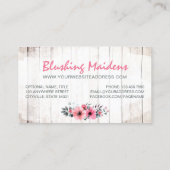 Rustic Wood Shabby Chic Pink Roses Anemone Floral Visitekaartje (Achterkant)