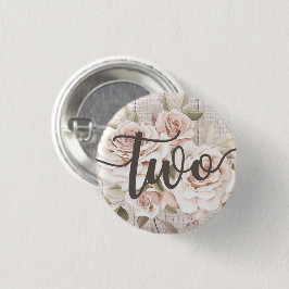 Rustic Wood & Shabby Chic Rozen 2e Verjaardagsfees Ronde Button 3,2 Cm