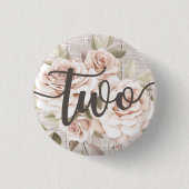 Rustic Wood & Shabby Chic Rozen 2e Verjaardagsfees Ronde Button 3,2 Cm (Voorkant)