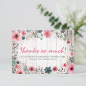 Rustic Wood Shabby Chic Rozen Anemone Hartelijk da Bedankkaart (Staand voorkant)