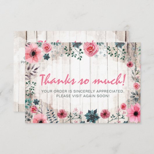 Rustic Wood Shabby Chic Rozen Anemone Hartelijk da Bedankkaart (Voorkant / Achterkant)