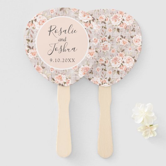 Rustic Wood Shabby Chic Rozen Names and Wedding Da Handwaaier (Voorkant en achterkant)