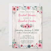 Rustic Wood Shabby Rozen Bridal Shower Kaart (Voorkant)