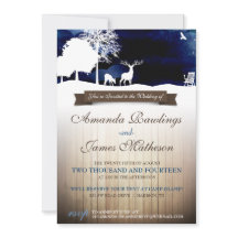 Rustic Wood & Silhouettes Campground Wedding Invit