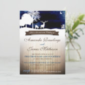 Rustic Wood & Silhouettes Campground Wedding Invit Kaart (Staand voorkant)