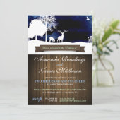 Rustic Wood & Silhouettes Campground Wedding Invit Kaart (Staand voorkant)