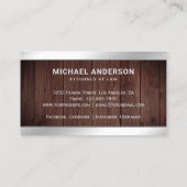 Rustic Wood Silver Justice Scale Lawyer Attorney Visitekaartje (Achterkant)