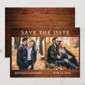Rustic Wood Simple 2-foto Save The Date (Voorkant / Achterkant)