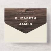 Rustic Wood Simple Modern Minimalist Wedding All In One Uitnodiging (Achterkant)
