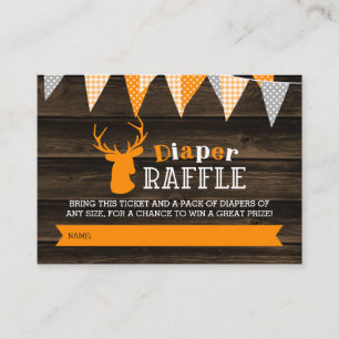Rustic Wood Sinaasappel Deer Boy Luier Raffle Tick Informatiekaartje