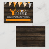 Rustic Wood Sinaasappel Deer Boy Luier Raffle Tick Informatiekaartje (Voorkant / Achterkant)