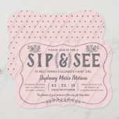 Rustic Wood Sip and See Baby shower Invitation Kaart (Voorkant / Achterkant)