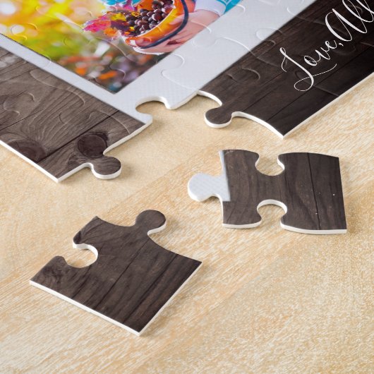 Rustic Wood Six Afbeelding Personalized Legpuzzel (Zijkant)