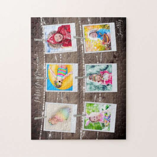 Rustic Wood Six Afbeelding Personalized Legpuzzel (Verticaal)