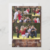 Rustic Wood Six Photo Collage Holiday Card Feestdagenkaart (Voorkant)