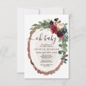 Rustic Wood Slice Baby shower Invitation Kaart (Voorkant)