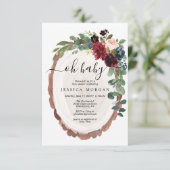 Rustic Wood Slice Baby shower Invitation Kaart (Staand voorkant)