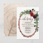 Rustic Wood Slice Baby shower Invitation Kaart (Voorkant / Achterkant)