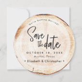 Rustic Wood Slice bruiloft Save the Date Kaart (Voorkant)