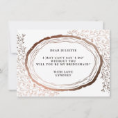 Rustic Wood Slice Copper Bridesmaid-Kaart (Achterkant)
