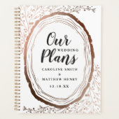Rustic Wood Slice Copper Folie herfst bruiloft Planner (Voorkant)