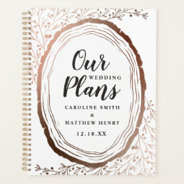 Rustic Wood Slice Copper Folie herfst bruiloft Planner