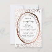 Rustic Wood Slice Copper Folie Wedding Reception Kaart (Voorkant)