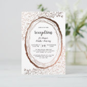 Rustic Wood Slice Copper Folie Wedding Reception Kaart (Staand voorkant)
