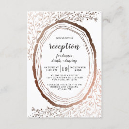 Rustic Wood Slice Copper Folie Wedding Reception Kaart
