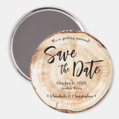 Rustic Wood Slice Custom Save the Date Wedding Magneet (Voorkant / Achterkant)