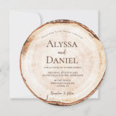 Rustic Wood Slice Editable Wedding Kaart (Voorkant)