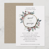 RUSTIC WOOD SLICE FLORAL COUPLES SHOWER INVITE BEDANKKAART (Voorkant / Achterkant)