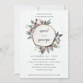 RUSTIC WOOD SLICE FLORAL COUPLES SHOWER INVITE BEDANKKAART (Voorkant)