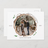 Rustic Wood Slice Foto Sla de datum briefkaart (Voorkant / Achterkant)