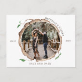 Rustic Wood Slice Foto Sla de datum briefkaart (Voorkant)