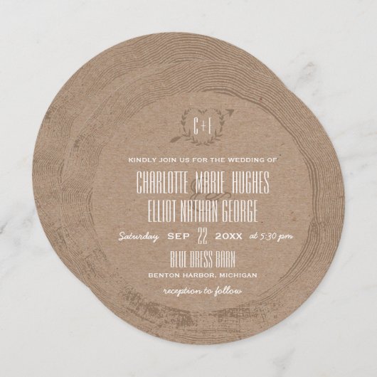 Rustic Wood Slice Kaart (Voorkant / Achterkant)