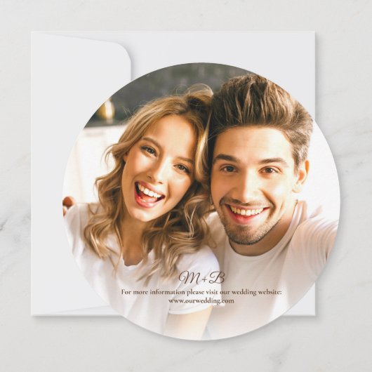 Rustic Wood Slice Photo Wedding Save the Date Card Kaart (Achterkant)