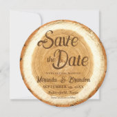 Rustic Wood Slice Photo Wedding Save the Date Card Kaart (Voorkant)