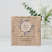 RUSTIC WOOD SLICE PINK FLORAL BRUNCH BUBBLY INVITE BEDANKKAART (Staand voorkant)