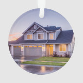 Rustic Wood Slice & Poinsettia Wreater New Home Ornament (achterkant)