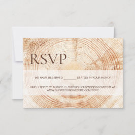Rustic Wood Slice Tree Ring Wedding reserved seats RSVP Kaartje