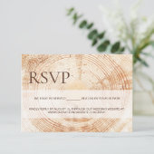Rustic Wood Slice Tree Ring Wedding reserved seats RSVP Kaartje (Staand voorkant)